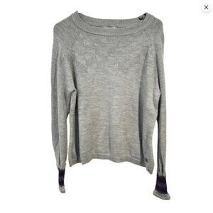 Smartwool Gray‎ Merino Wool Sweater Striped Cuff Alpine Core Outdoor Knit M